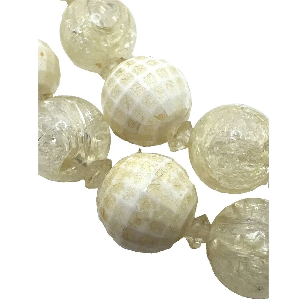 Vintage Coro Lucite Necklace Faceted Bead Cream Ivory Choker 16